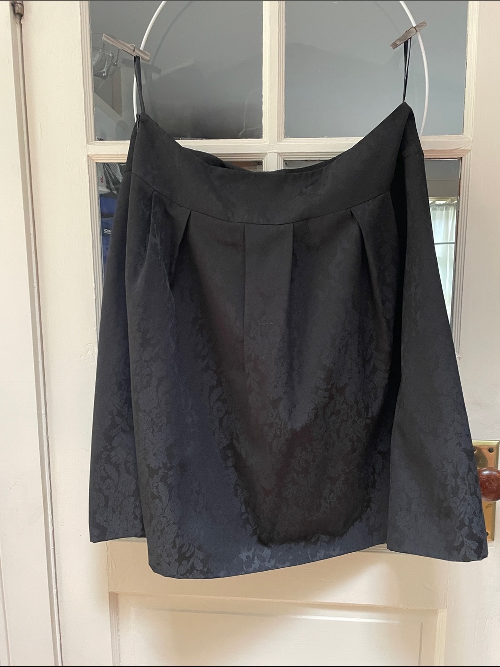 Women's 16 Full Pleat Black Floral Texture Skirt 34W 26.5L Party Formal